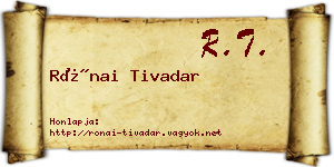 Rónai Tivadar névjegykártya