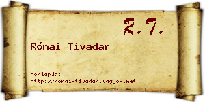 Rónai Tivadar névjegykártya